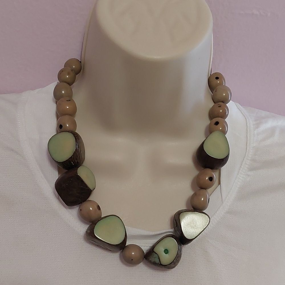 Chunky Tagua Nut Statement Necklace Artisan Handmade